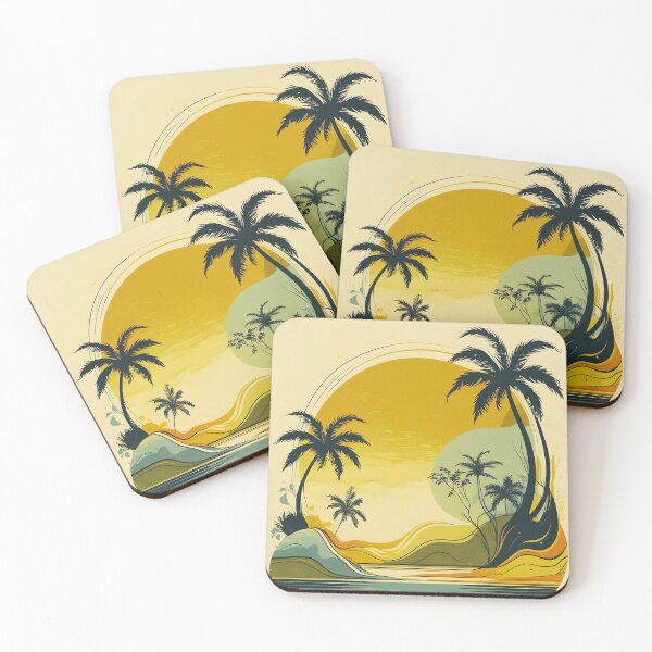 Item preview, Vintage Organic Palm Island Abstract Retro Boho Fashion Print designed and sold by NK-Studios .