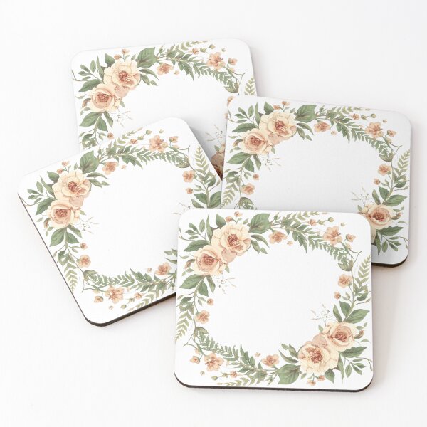 Item preview, Vintage Floral Wreath Frame Peony Flowers Soft Beige Peony Floral Wreath Botanical Circle designed and sold by Shanker-studio.