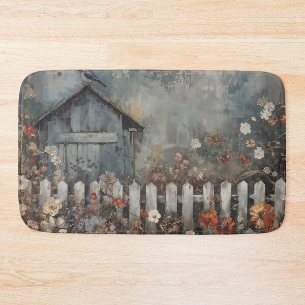 Item preview, Vintage Blue Birdhouse and Wildflower Garden Oil Painting designed and sold by Sergey Sedunov.