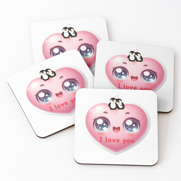 Item preview, Cute Kawaii Love Heart with Penguins – I Love You Romantic Aesthetic Stickeri designed and sold by Pandey14.