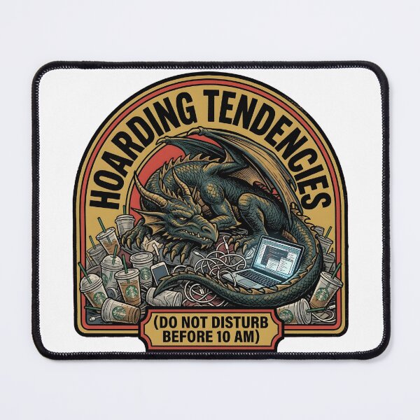 Item preview, Burnout Dragon Hoarding Iced Coffee Funny Corporate Fantasy Art designed and sold by Mythic Ink Studio.