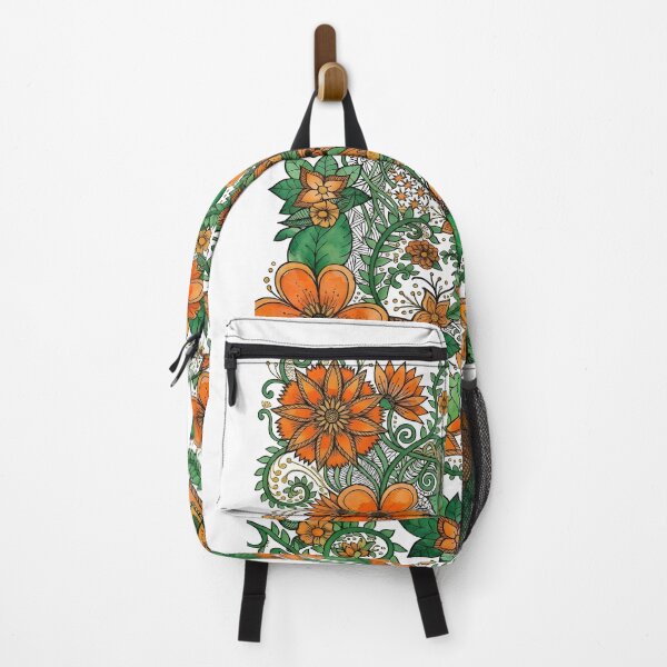 Item preview, Vibrant Boho Floral Pattern in Orange and Green designed and sold by SpoonLogiq.