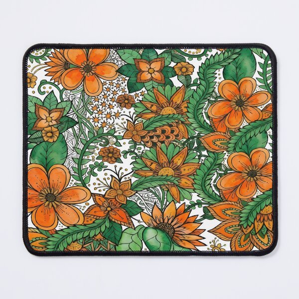 Item preview, Vibrant Boho Floral Pattern in Orange and Green designed and sold by SpoonLogiq.
