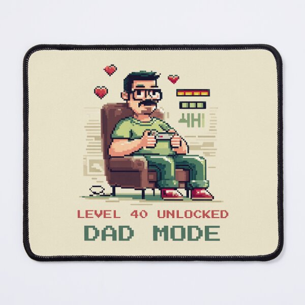 Item preview, Gamer Dad Level 40 Unlocked Funny 8-Bit Pixel Art designed and sold by BoxofMoments.