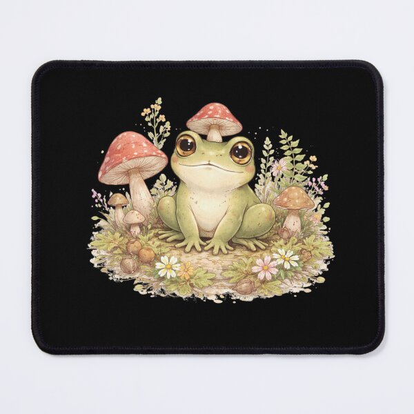Item preview, Whimsical Frog Sitting with Red Mushrooms and Flowers designed and sold by Shanker-studio.