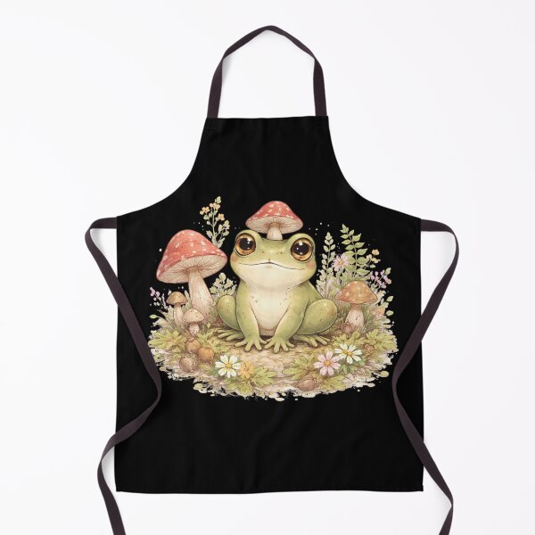 Item preview, Whimsical Frog Sitting with Red Mushrooms and Flowers designed and sold by Shanker-studio.