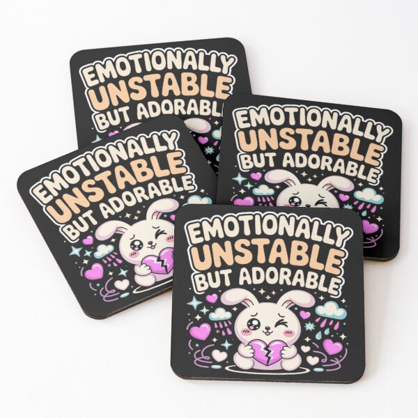 Item preview, Emotionally Unstable But Adorable Kawaii Bunny T-Shirt – Cute Relatable Quote Aesthetic Design for Gen Z & Gift Buyers designed and sold by GemBob Creations.