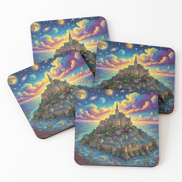 Item preview, Mont Saint Michel - Psychedelic Normandy Castle Art designed and sold by Lucid Dream Pixel.