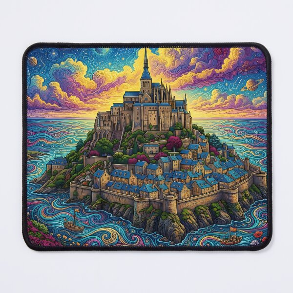 Item preview, Mont Saint Michel - Psychedelic Normandy Castle Art designed and sold by Lucid Dream Pixel.