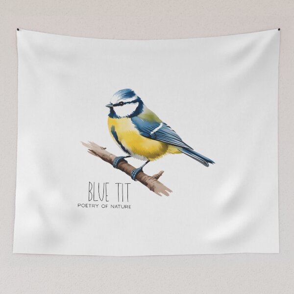 Item preview, Blue Tit Poetry of Nature – Cute Bird Illustration designed and sold by ArcticFoxStudio.