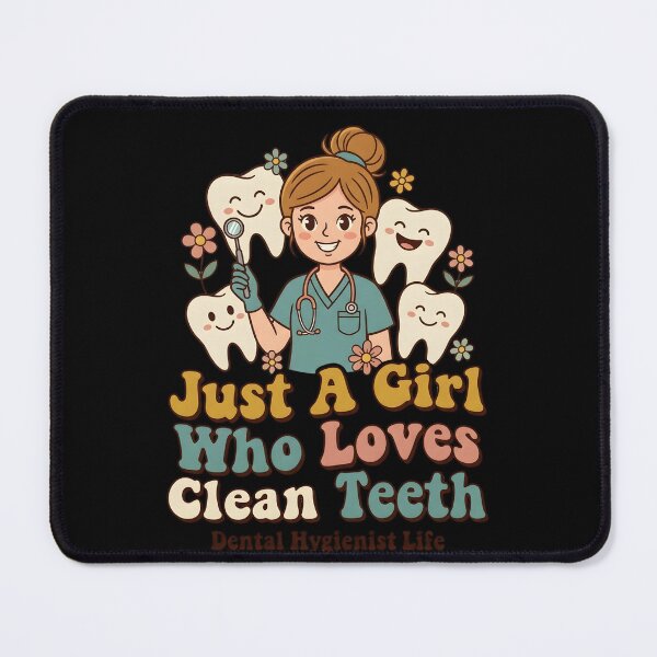 Item preview, Just A Girl Who Loves Clean Teeth — Retro Groovy Dental Hygienist Life Funny Dental Gift Shirt designed and sold by CottonFirst.