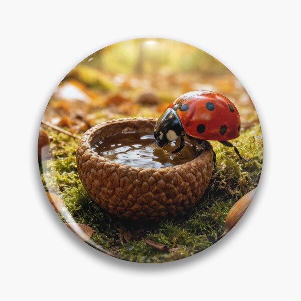 Item preview, Ladybug Drinking from an Acorn Cap designed and sold by Maria Dryfhout.