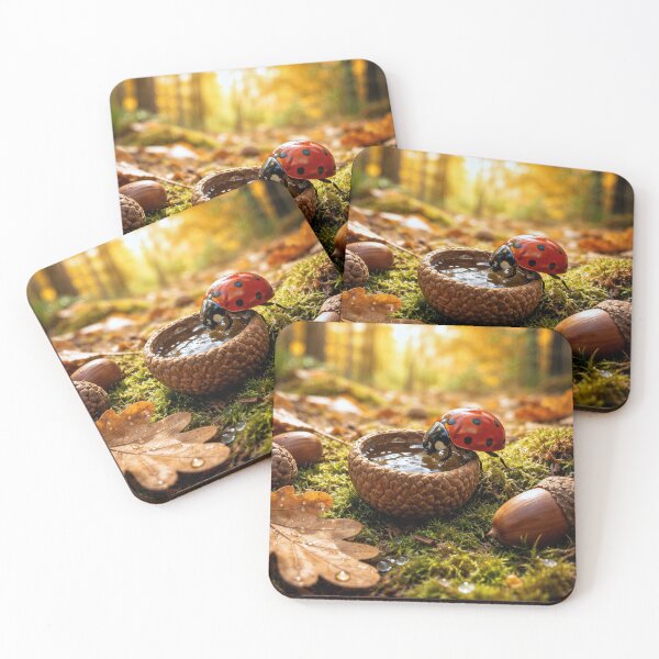Item preview, Ladybug Drinking from an Acorn Cap designed and sold by Maria Dryfhout.