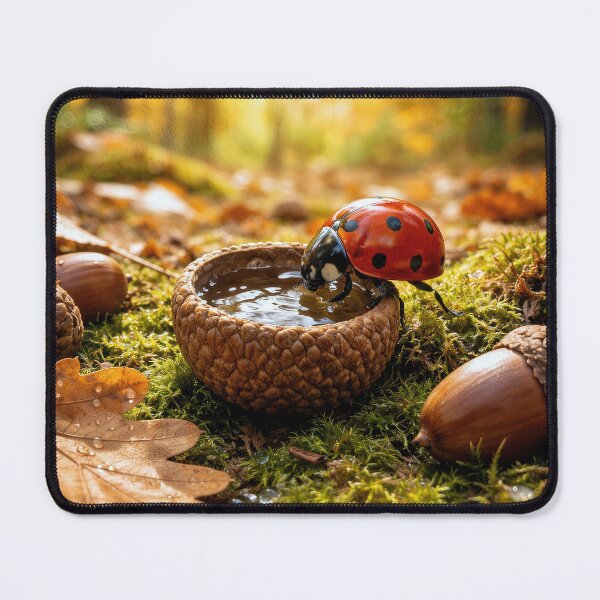 Item preview, Ladybug Drinking from an Acorn Cap designed and sold by Maria Dryfhout.