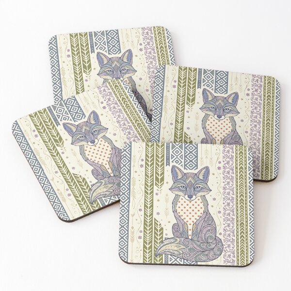 Item preview, Boho Tribal Fox Mandala Pattern in Olive and Lavender designed and sold by SpoonLogiq.