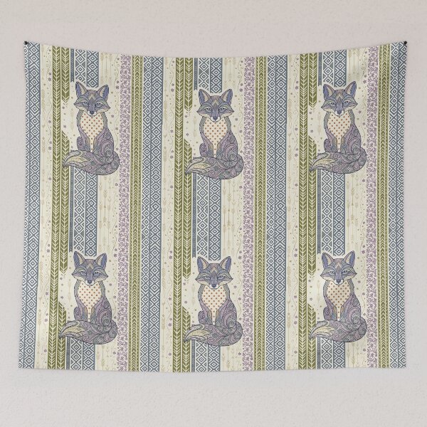 Item preview, Boho Tribal Fox Mandala Pattern in Olive and Lavender designed and sold by SpoonLogiq.