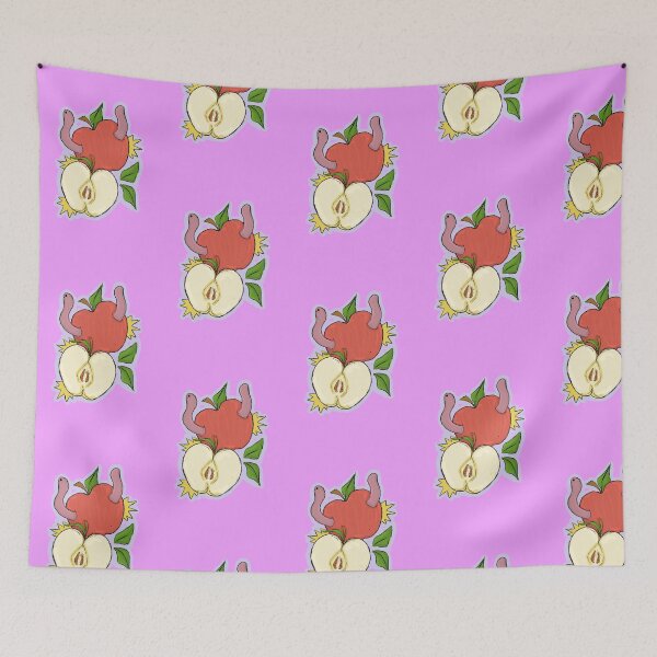 Item preview, apple and worms designed and sold by 7Lemonsocks.