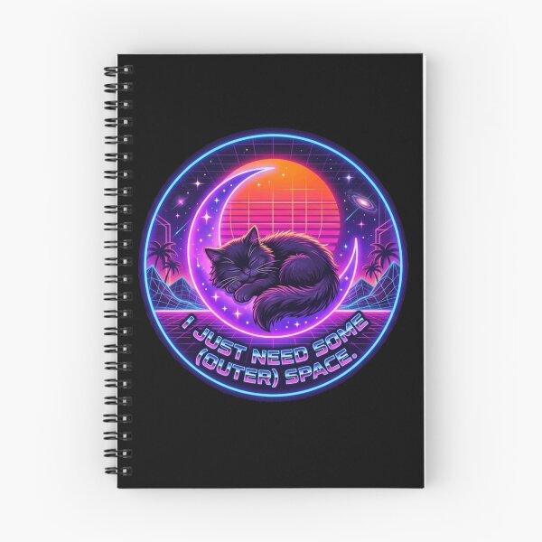 Item preview, I Just Need Some (Outer) Space Retrowave Synthwave Cat designed and sold by Paws And Pause.