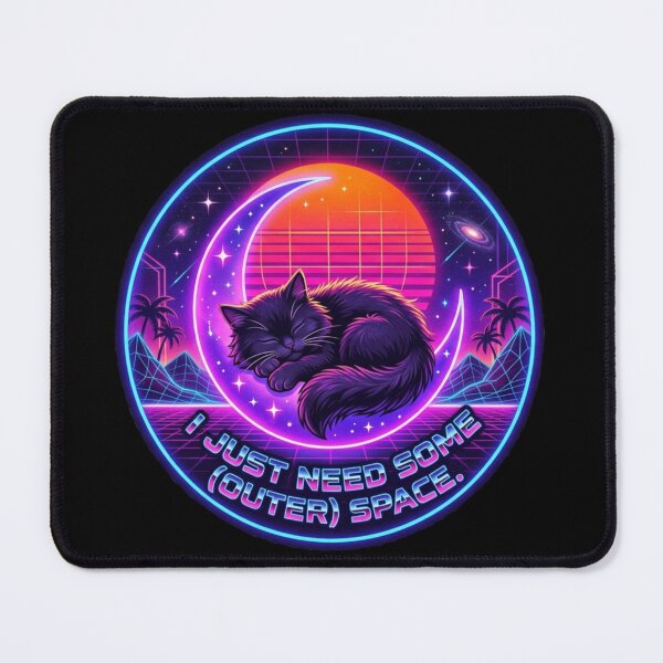 Item preview, I Just Need Some (Outer) Space Retrowave Synthwave Cat designed and sold by Paws And Pause.