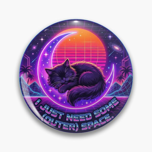 Item preview, I Just Need Some (Outer) Space Retrowave Synthwave Cat designed and sold by Paws And Pause.