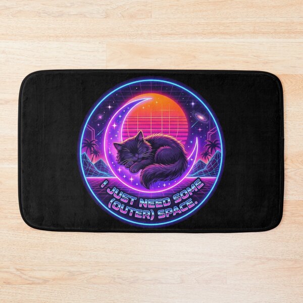 Item preview, I Just Need Some (Outer) Space Retrowave Synthwave Cat designed and sold by Paws And Pause.