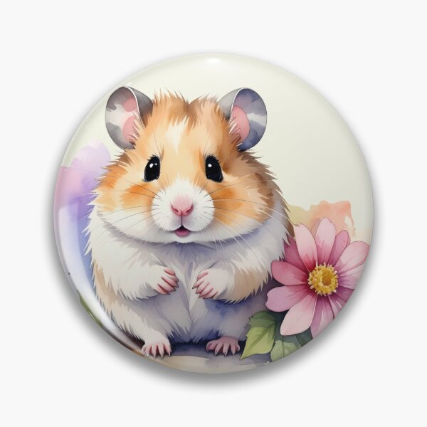 Item preview, Brown hamster with a delicate pink flower in watercolor designed and sold by LiskoDesign.