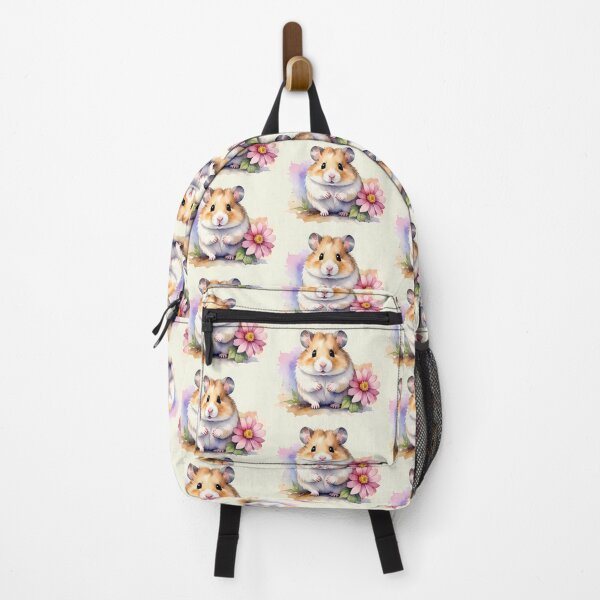 Item preview, Brown hamster with a delicate pink flower in watercolor designed and sold by LiskoDesign.