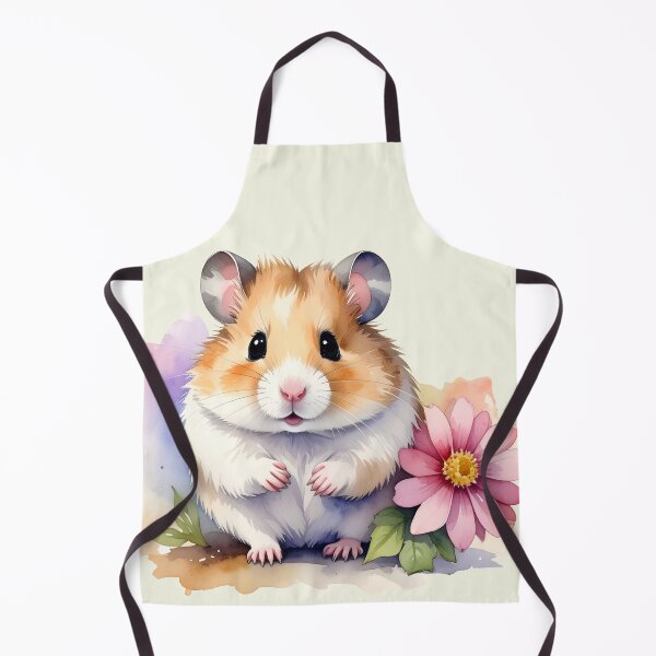 Item preview, Brown hamster with a delicate pink flower in watercolor designed and sold by LiskoDesign.