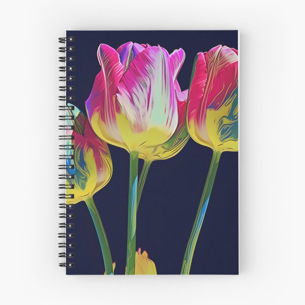 Item preview, Colorful Tulips Sticker – Vibrant Flower Art Print Dark Background designed and sold by ArtFireGallery.
