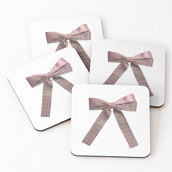 Item preview, Elegant Dusty Pink Plaid Bow - Coquette Aesthetic Tweed Pattern Ribbon designed and sold by Artsy Corner.