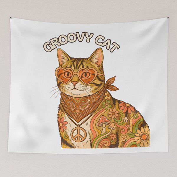 Item preview, Cat Lady Retro Groovy 70s Vintage Cat designed and sold by ArtivioShop.