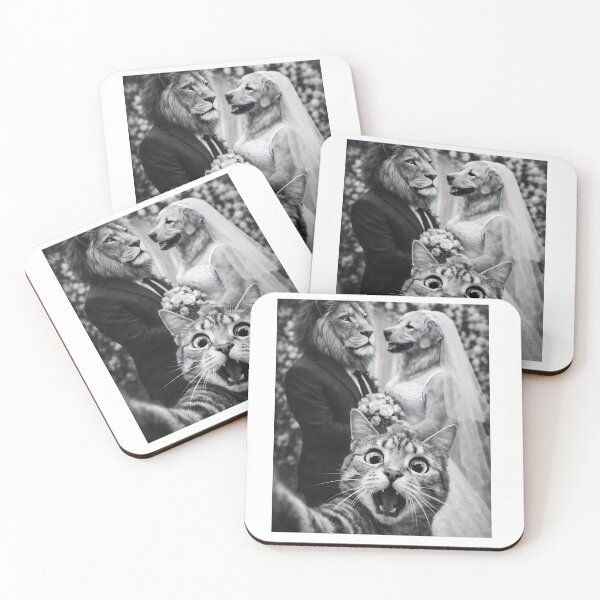 Item preview, Shocked Cat Selfie Wedding Meme T-Shirt | Funny Dog & Lion Marriage Animal Humor Tee designed and sold by disha-prints.
