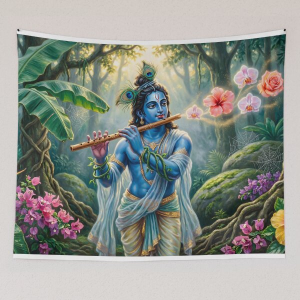 Item preview, Krishna Flute Art — Mystical Spiritual Illustration designed and sold by Schoenenwald - Illustrations Uniques et Originales.