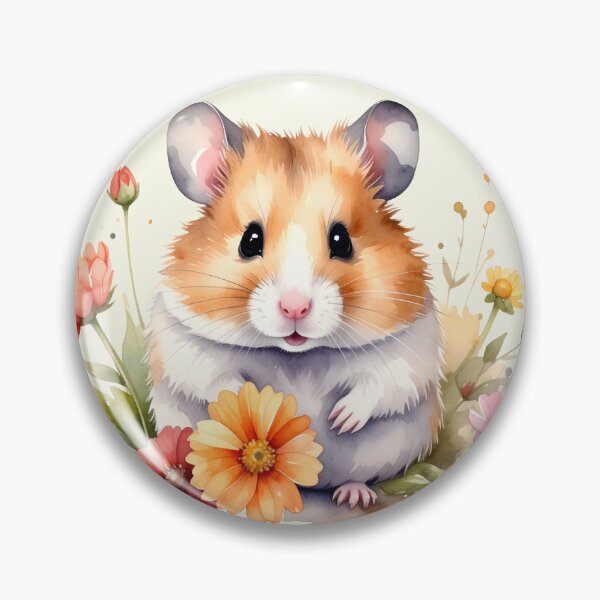 Item preview, Brown hamster with flowers in watercolor designed and sold by LiskoDesign.