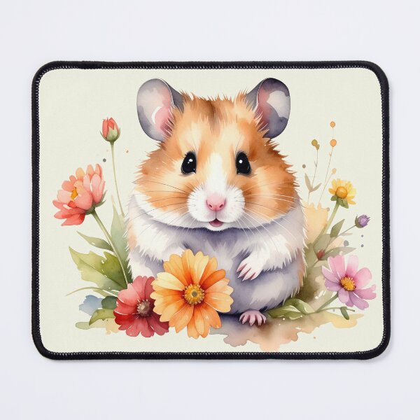 Item preview, Brown hamster with flowers in watercolor designed and sold by LiskoDesign.