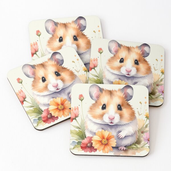 Item preview, Brown hamster with flowers in watercolor designed and sold by LiskoDesign.