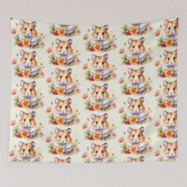 Item preview, Brown hamster with flowers in watercolor designed and sold by LiskoDesign.