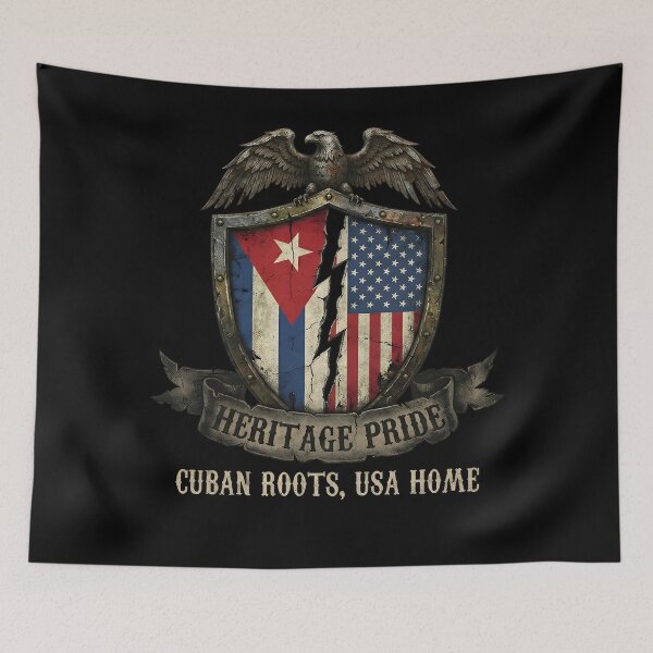 Item preview, Cuban American Heritage Pride - USA Roots & Cuba Home Flag designed and sold by Axivra.