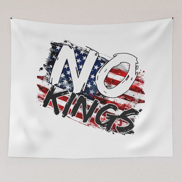Item preview, No Kings - Anti-Authority American Flag Protest Art Print designed and sold by DesignArtist.ia.