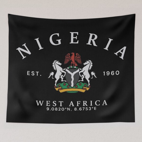 Item preview, NIGERIA Established 1960 Coat of Arms Vintage Varsity Design designed and sold by Shopeon Designs.