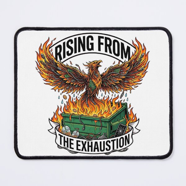 Item preview, Rising From The Exhaustion Dumpster Fire Phoenix Funny Millennial Fatigue - Tech Humor designed and sold by Mythic Ink Studio.