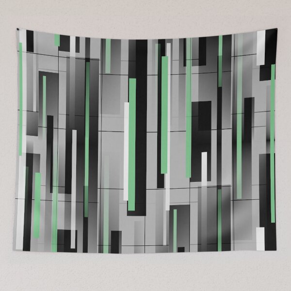 Item preview, Mid Century Geometric Abstract in Gray, Green and Black designed and sold by MellowCat.
