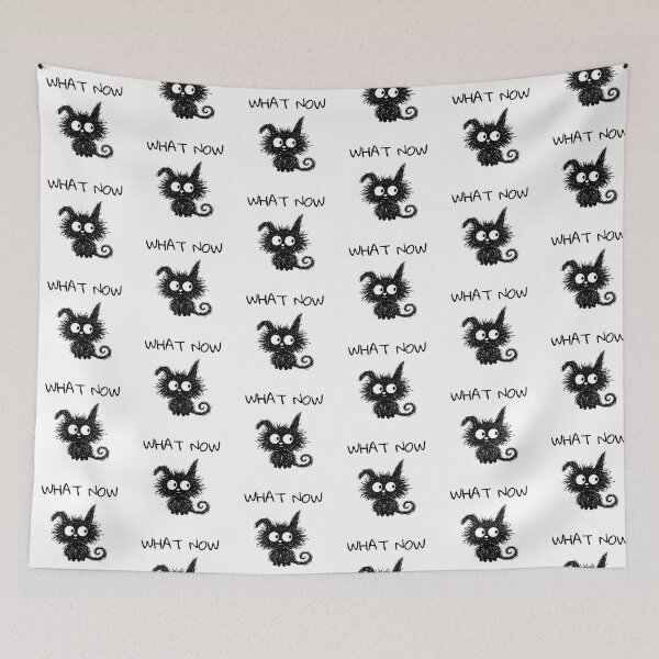 Item preview, Funny Black Cat – What Now Mood | Doodle Cat Meme designed and sold by moodiecatshop.