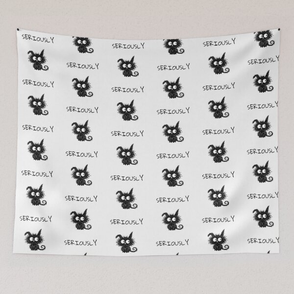 Item preview, Funny Black Cat – Seriously Mood | Doodle Cat Meme designed and sold by moodiecatshop.