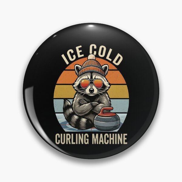 Item preview, Ice Cold Curling Machine - Retro Raccoon Trash Panda designed and sold by Axivra.