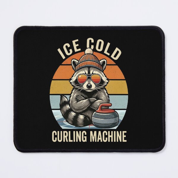 Item preview, Ice Cold Curling Machine - Retro Raccoon Trash Panda designed and sold by Axivra.