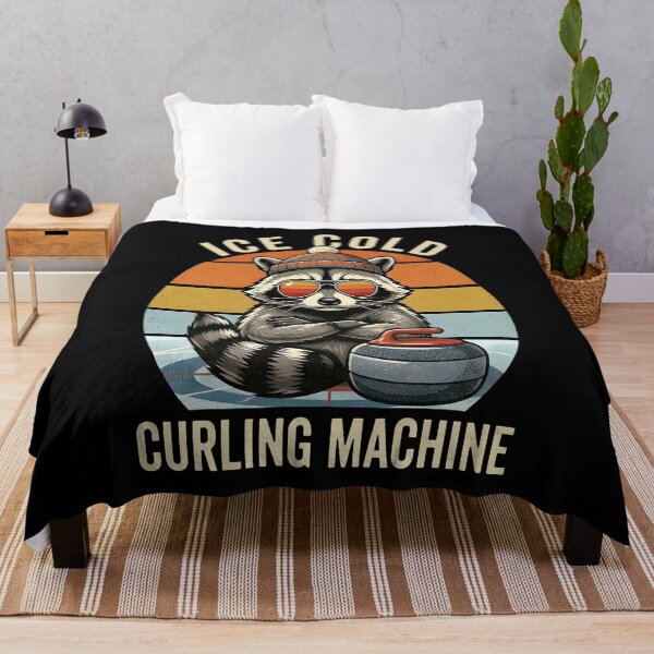 Item preview, Ice Cold Curling Machine - Retro Raccoon Trash Panda designed and sold by Axivra.