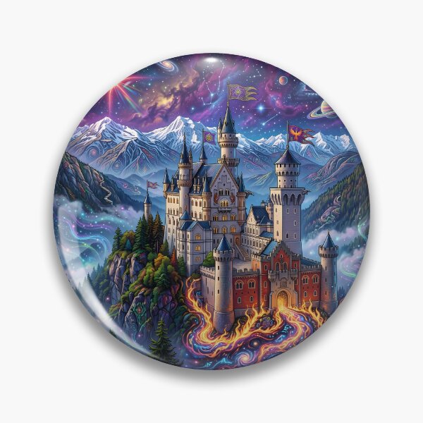 Item preview, Neuschwanstein Castle - Psychedelic Fairy Tale Castle Art designed and sold by Lucid Dream Pixel.