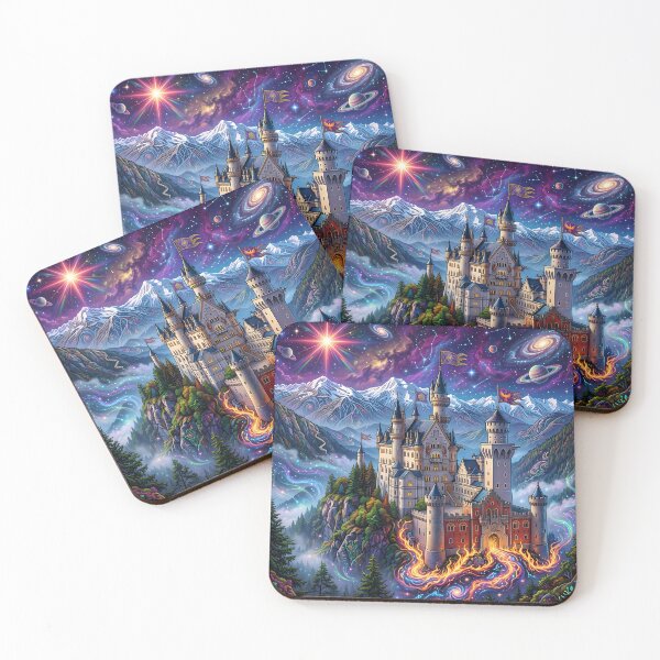 Item preview, Neuschwanstein Castle - Psychedelic Fairy Tale Castle Art designed and sold by Lucid Dream Pixel.