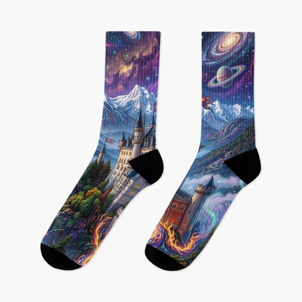 Item preview, Neuschwanstein Castle - Psychedelic Fairy Tale Castle Art designed and sold by Lucid Dream Pixel.